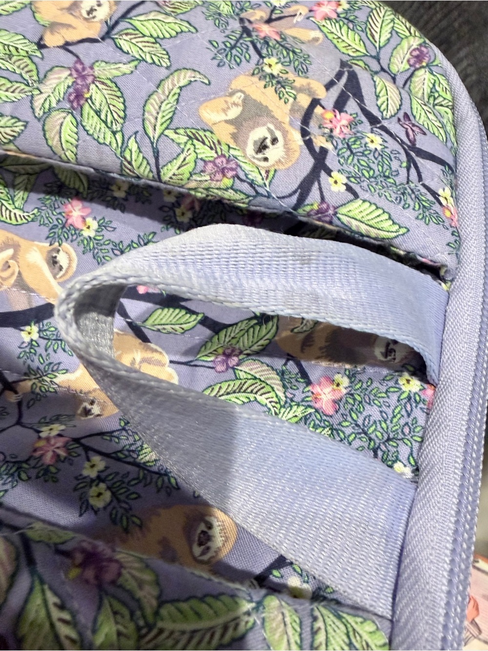 Vera Bradley Campus Backpack Hanging Around Sloth Purple Retired Print - Picture 8 of 9